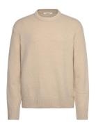 Slhalex Ls Knit Relaxed Crew Neck Noos Beige Selected