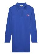 Ls Monologo Rib Polo Mini Dress Blue Calvin Klein Jeans