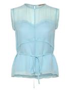 Delicate Crepe Chiffon Top Blue Stella Nova