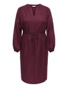 Carbay Ls V-Neck Blk Dress Wvn Bf Burgundy ONLY Carmakoma