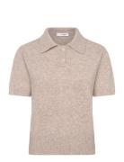 Rena Polo Knit Blouse Beige A-View