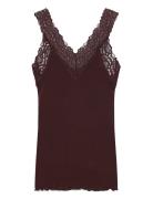 Organic Top W/ Lace Brown Rosemunde
