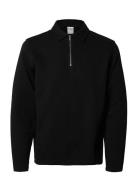 Slhmarc Rib Ls Polo Black Selected