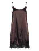 Nmceleste S/L Satin Lace Short Dress Brown NOISY MAY