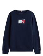 Tommy Script Flag Sweatshirt Navy Tommy Hilfiger