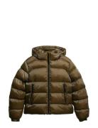 Hooded Luxe Sports Puffer Brown Superdry
