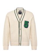 Waffle Cropped Cardigan Cream Abercrombie & Fitch