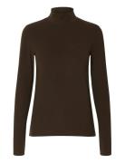 Slfmanja Ls High Neck Noos Brown Selected