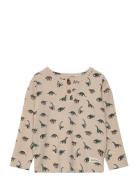 T-Shirt Ls Rib Aop Beige En Fant