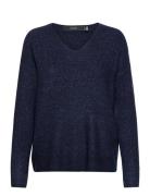 Vmcrewlefile Ls V-Neck Blouse Noos Blue Vero Moda