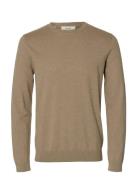 Slhberg Crew Neck Noos Beige Selected