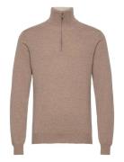 Man Half Zip Beige Davida Cashmere