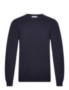 Man Chunky O-Neck Sweater Navy Davida Cashmere