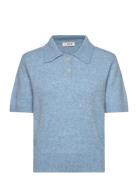 Rena Polo Knit Blouse Blue A-View