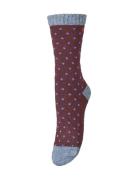 Dotted Wola Sock Burgundy Becksöndergaard
