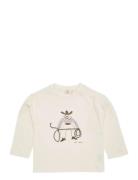 Ls T-Shirt W. Cowboy Print+Emb. Cream Copenhagen Colors