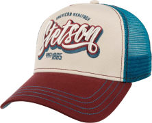 Stetson Wordmark Logo Trucker Cap Wine/Off White/Blue