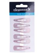 Eleganza Hair Clip Pink Glitter 4.7cm   6 stk.