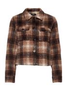 Onllou Short Check Jacket Otw Ulljakke Jakke Brown ONLY