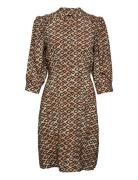 Printed Fitted Button-Through Dress Kort Kjole Multi/patterned Scotch ...