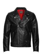 Brice Belted Leather Jacket Skinnjakke Skinnjakke Black Jofama