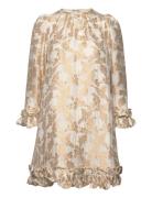 Brocade Ruffle Dress Kort Kjole Beige By Ti Mo