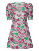 3D Jacquard Button Down Mini Dress Kort Kjole Pink Ganni