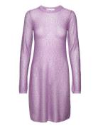 Sequin Knit Long-Sleeve Mini Dress Kort Kjole Purple REMAIN Birger Chr...