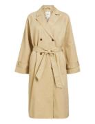 Objclara Keily Trench Coat Noos Trench Coat Kåpe Beige Object