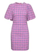 Check Suiting Mini Dress Kort Kjole Pink Ganni