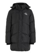 Ck Long Puffer Coat Fôret Jakke Black Calvin Klein