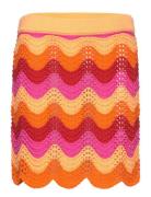Openwork Knitted Mini-Skirt Kort Skjørt Orange Mango