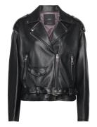 Over D Leather-Effect Jacket Skinnjakke Skinnjakke Black Mango