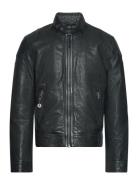 Leather Racer Jacket Skinnjakke Skinnjakke Black Superdry