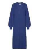 Objmalena L/S Knit Dress Maxikjole Festkjole Blue Object