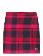Tjw Check Wrap Mini Skirt Kort Skjørt Red Tommy Jeans