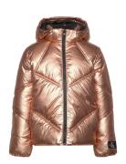 Bronze Metallic Puffer Jacket Fôret Jakke Orange Calvin Klein