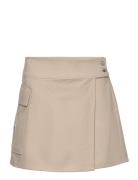 Flannel Wrap Skirt Kort Skjørt Beige Calvin Klein Jeans