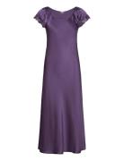 Pure Silk - Long Nightdress W/Short Nattkjole Purple Lady Avenue