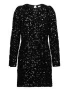 Slfcolyn Ls Short Sequins Dress B Kort Kjole Black Selected Femme