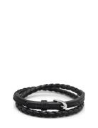 Men's Black Wrap Around Leather Bracelet With Buckle Closure Armbånd S...