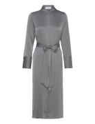 Electra Silk Dress Knelang Kjole Grey Marville Road