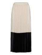 Zilkyiw Colour Block Skirt Knelangt Skjørt Cream InWear