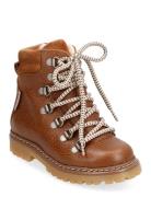 Boots - Flat - With Lace And Zip Vinterstøvletter Med Snøring Brown AN...