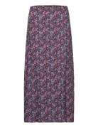 Printed Skirt With Slit Langt Skjørt Purple Mango