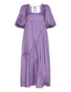 Heslagz Ss Long Dress Knelang Kjole Purple Gestuz