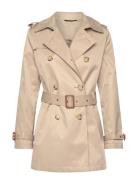 Belted Cotton-Blend Trench Coat Trench Coat Kåpe Beige Lauren Ralph La...