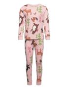 Pajama Forrest Aop Pyjamas Sett Pink Lindex