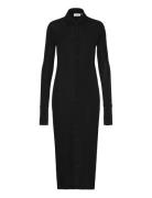Fluid Jersey Shirt Ls Dress Knelang Kjole Black Calvin Klein