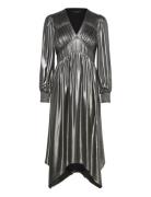 Estelle Metallic Dress Knelang Kjole Silver AllSaints